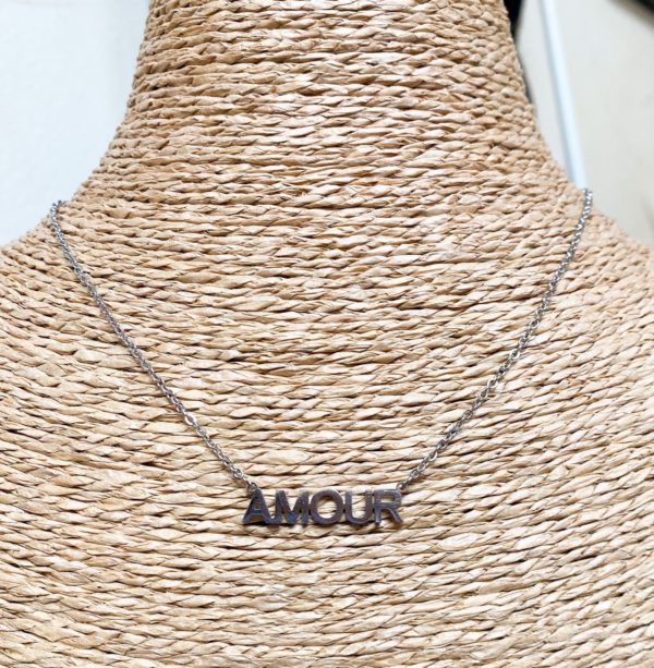 collier amour argent face